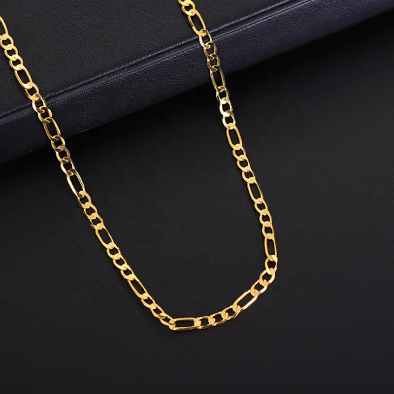 

Figaro Chain Necklace 20inches Stainless Steel Figaro Link Chain for Men Women 18k Real Gold Plated