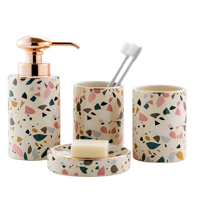 

Luxury pattern desin toilet sets ceramic bathroom soap dispenser set, As photo or customized