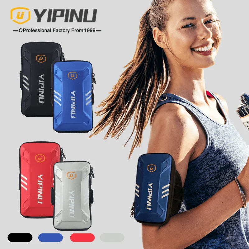 

YIPINU Waterproof mobile phone sport arm bag for running and traveling armband, Black, blue,red,gray