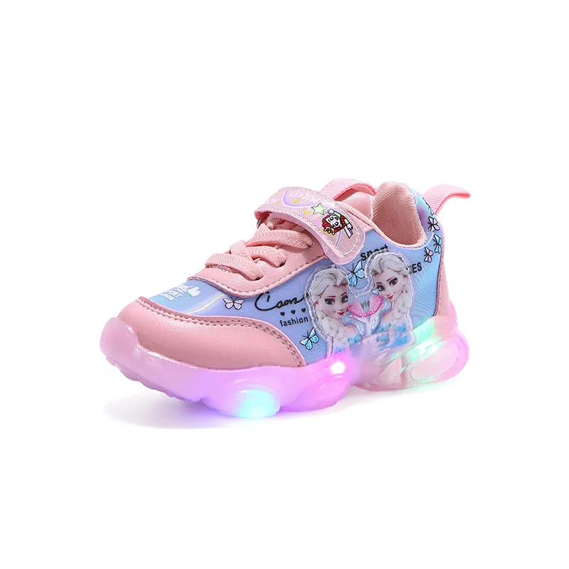 

2021 new children's shoes ice and snow Aisha leather leisure sports luminous shoes LED luminous shoes tide two colors, Picture shows