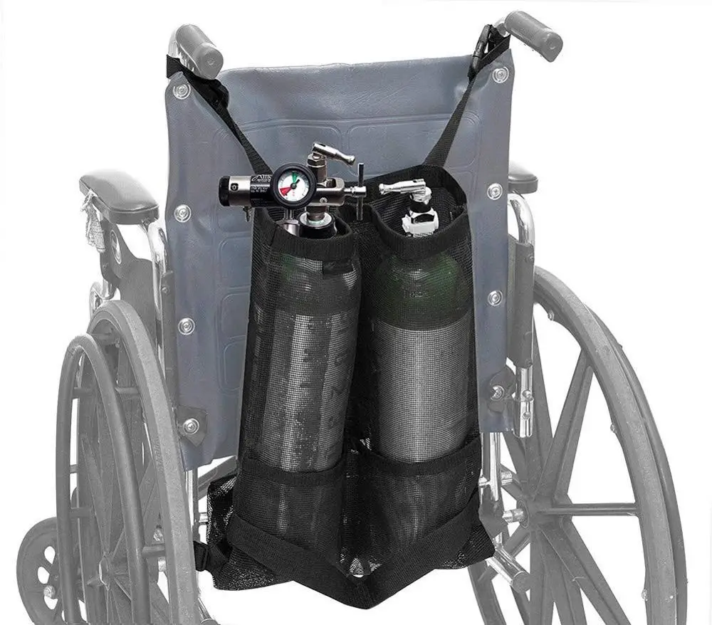 

Wheelchair Oxygen Double Bottle Bags, Black
