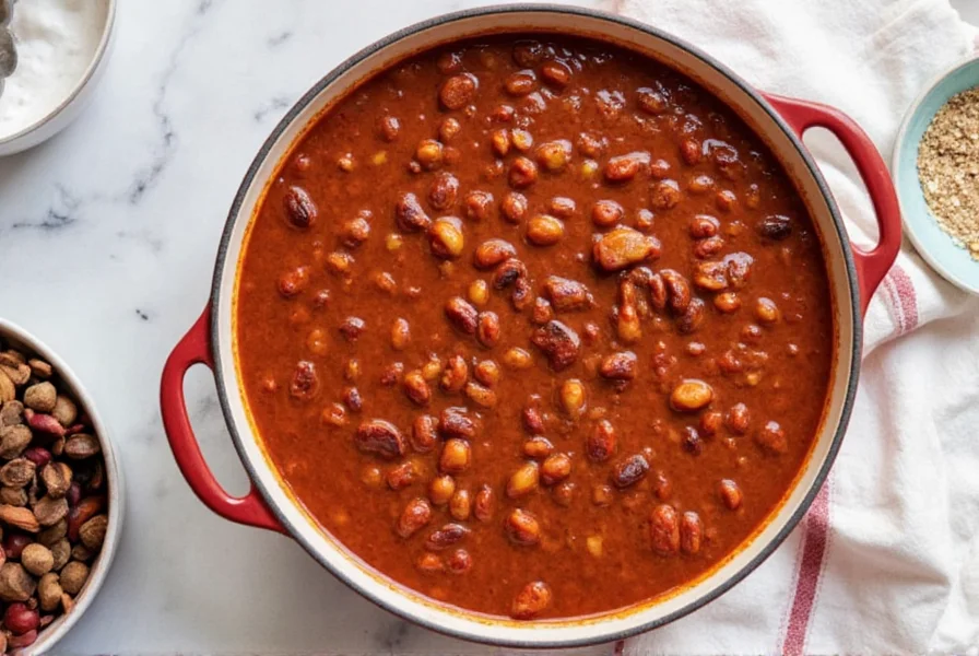 Chili simmering in a pot