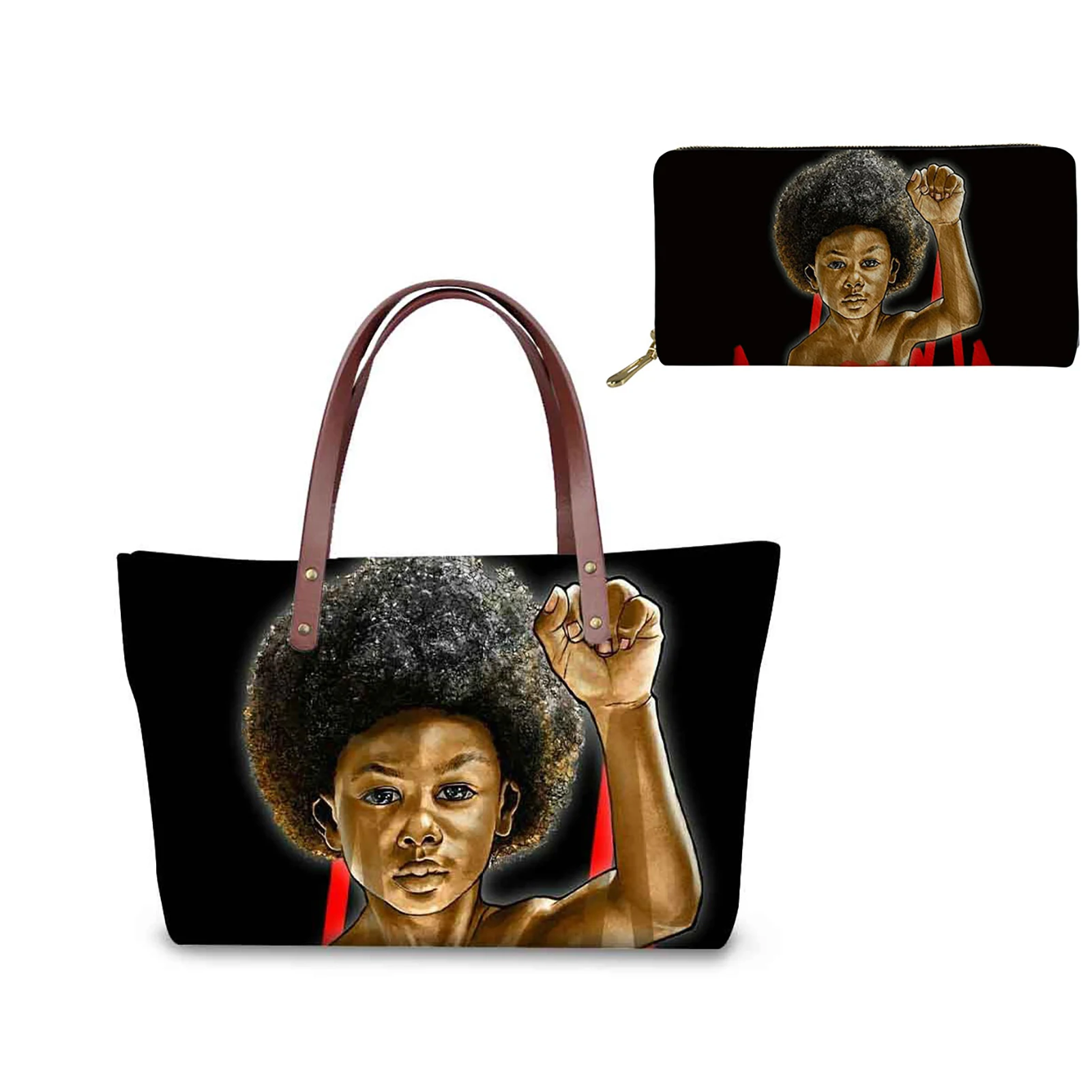 

American Shaggy Black Art Afro Boys Customized Logo High Quality Hand Bags Ladies Tote 2021 New Arrival Women's Handbag, Customizable