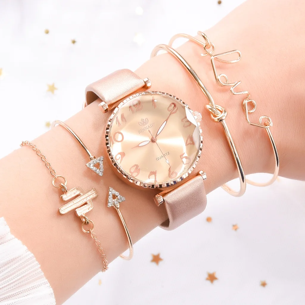 

Luxury Women's Watches bracelet set Starry Sky Ladies Women Watch Casual Leather Quartz Wristwatch set