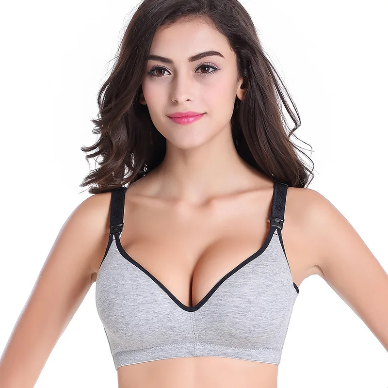 

Front open-button breast-feeding bra large size gathering pure cotton pregnancy thin type breast-feeding bra