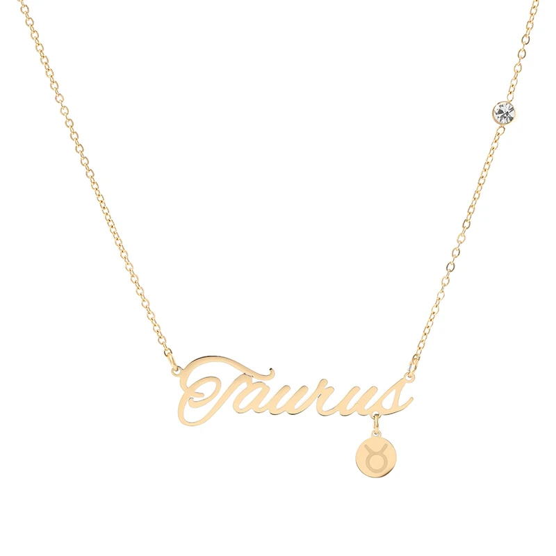 

Female Elegant Personalized Letter Zircon Necklace Gold Necklace 12 Zodiac Necklace