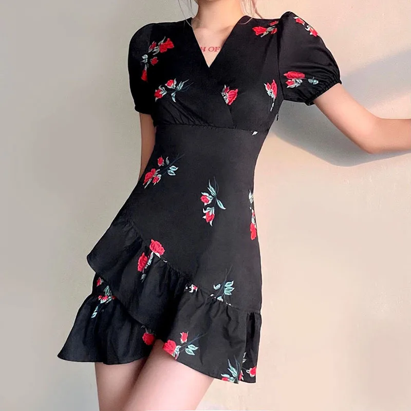 

2021 New Arrivals Summer Wears Woman's Clothing Fashion New Women's Sexy Slim Fashion Irregular Ruffle Dress