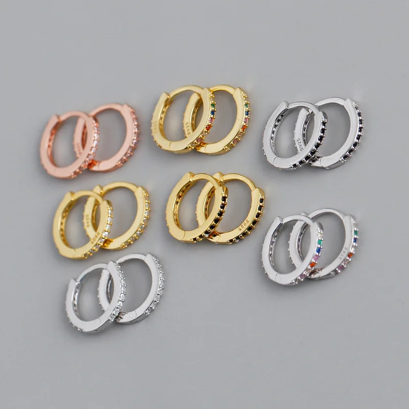 

Latest Fashion Bulk Wholesale Silver 925 Jewellery Earrings Colourful Zircon Huggie Earrings Women