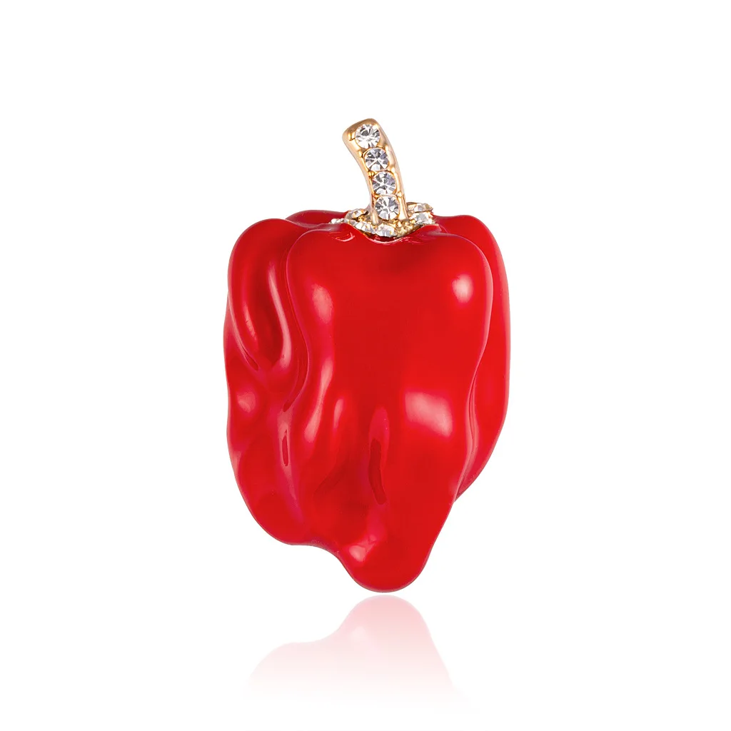 

Red Pepper Chili Vegetable Brooch Fashion Hipsters Wild Drop Oil Brooches for Women Enamel Brooch Pins Jewelry Accessories