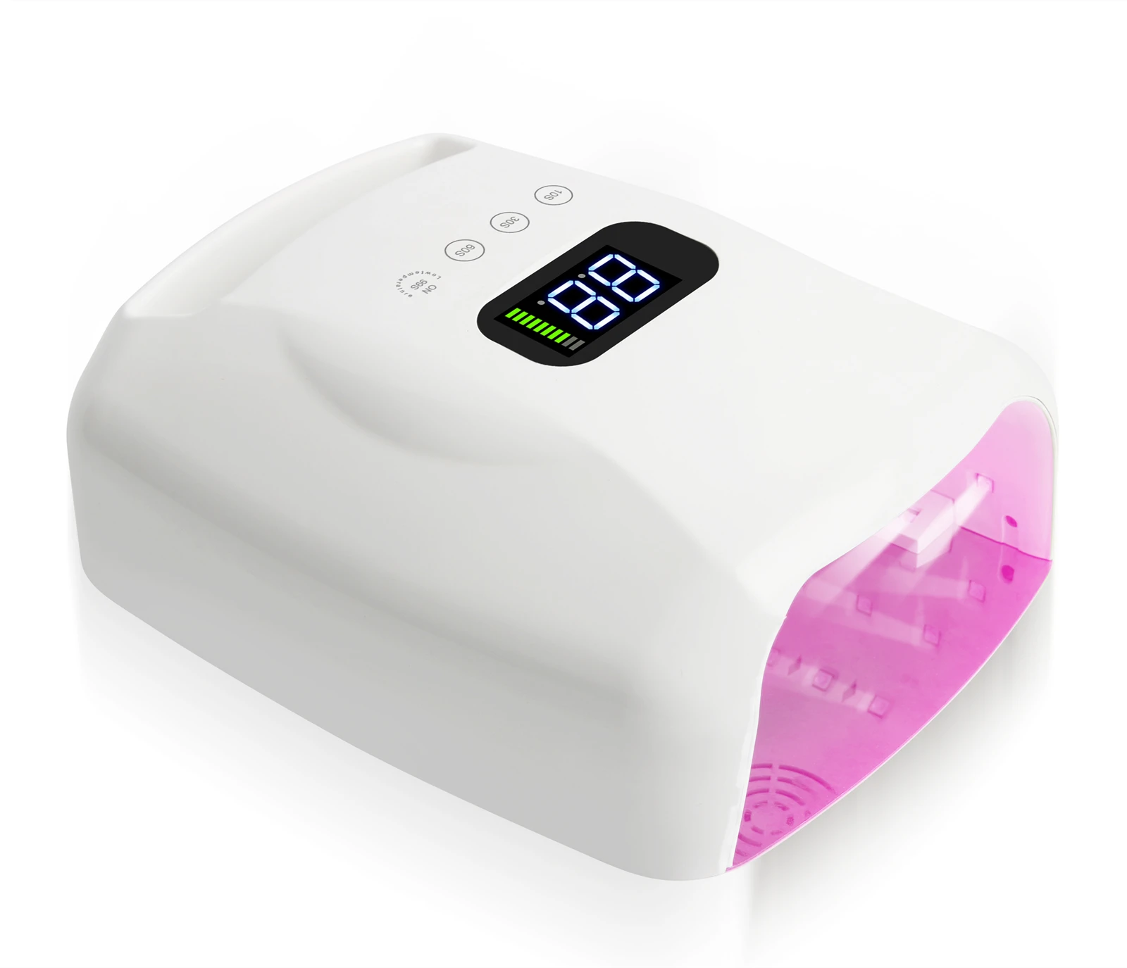 

2021 new Nail Dryer Rechargeable Cordless Painless 96w Gel UV LED Nail Lamp Professional Polish Nail Light Double Light Source, White