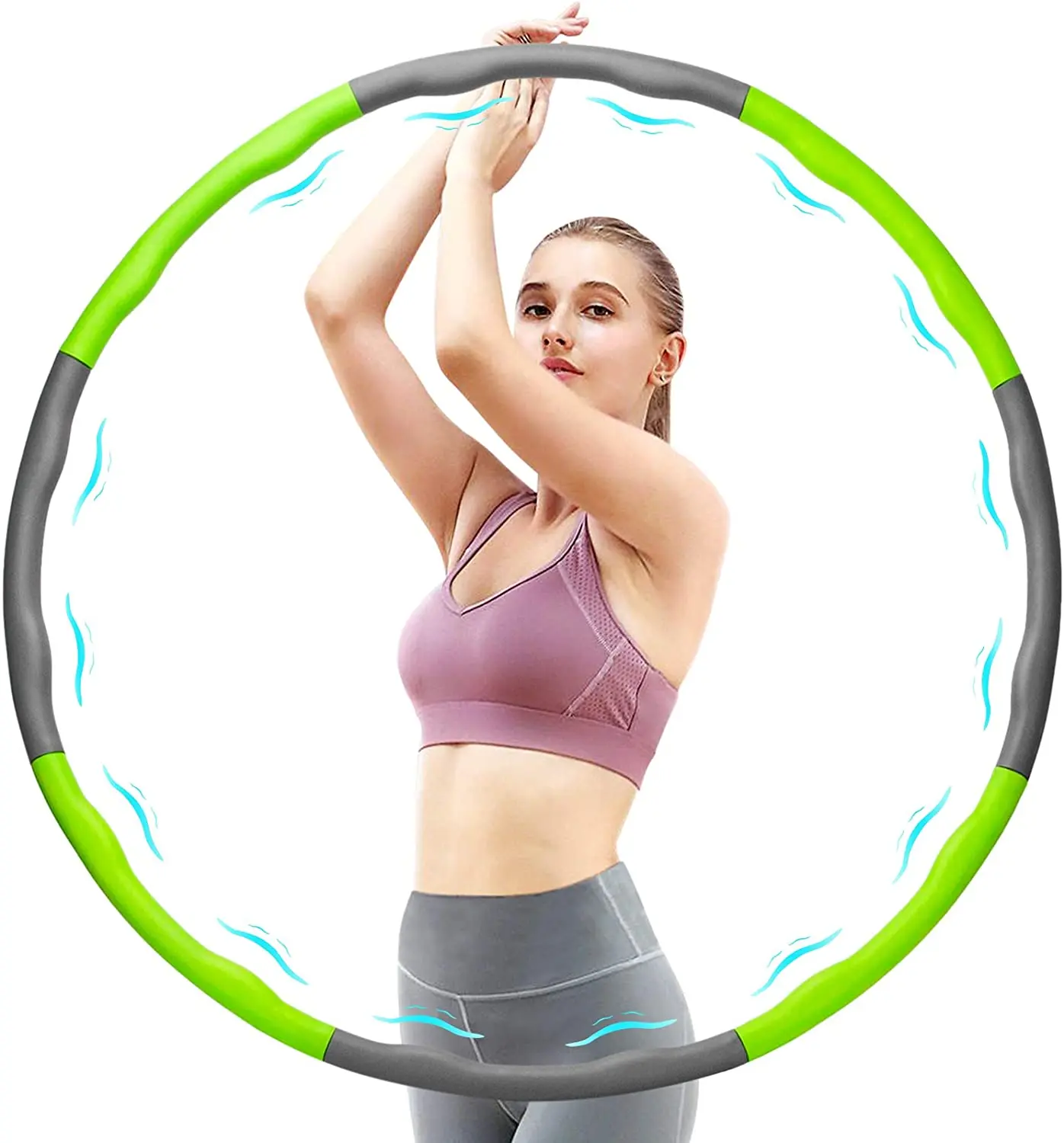 

Eco-friendly Fitness Exercise Detachable weighted hoola hoops plastic hula ring for Kids and Adults, Pink,green,blue, yellow