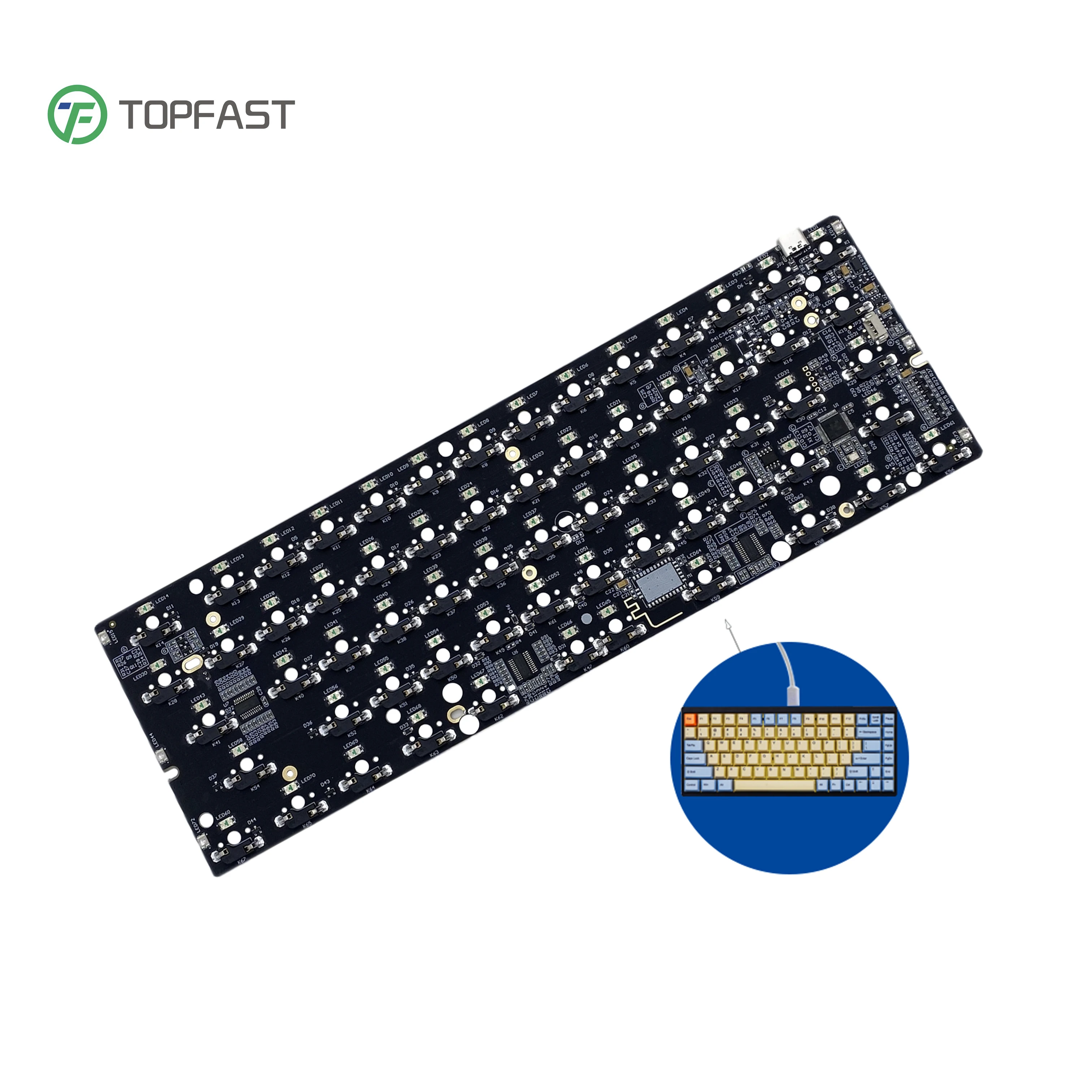 

GK61 series Fr4 printed circuit board diy 60% keyboard case type c rgb hotswap wired mechanical pcb keyboard pcba