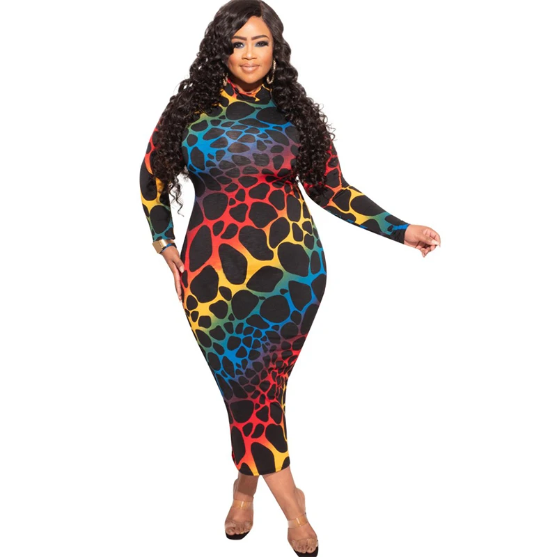 

New Arrival 2021 Casual Spring Printed Plus Size Women Clothing Maxi Dresses