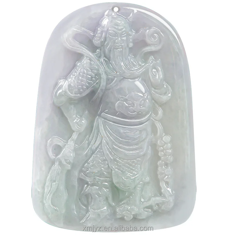 

Certified Grade A Natural Burmese Jadeite Thick-Packed Large Guan Gong Pendant Ice Jade Pendant Warding Off Evil
