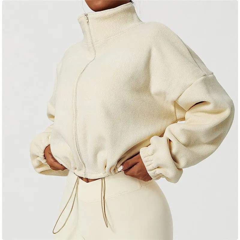 Women's Winter Warm Outdoor Polar Fleece Sports Coat Stand Collar Full Zip Casual Gym Suit Active Yoga Wear Top