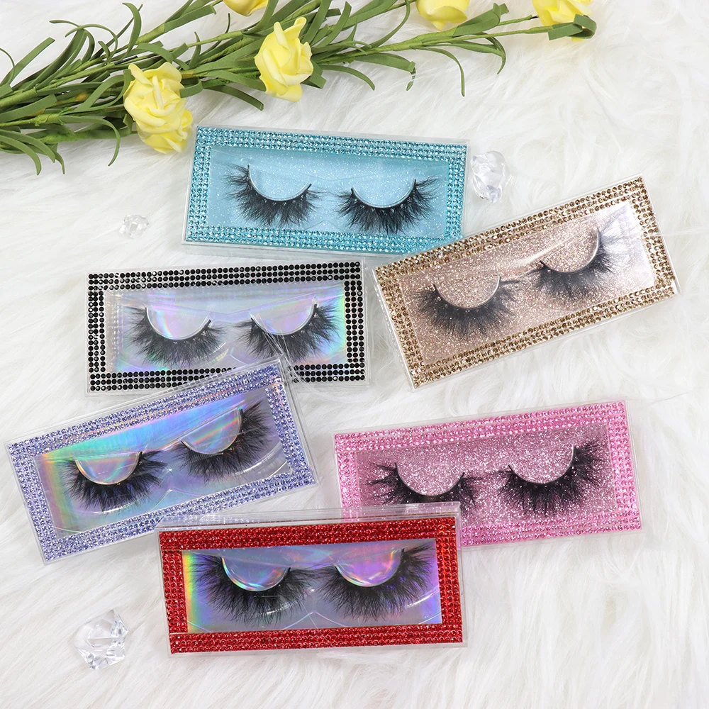 

free samples 3d faux mink custom packaging box eyelashes vendor private label 25mm fluffy 5d bottom full strip false lashes