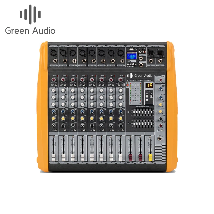 

GAX-PM8 Green audio pro mixer 8-Channels yellow pro mixer 1200w