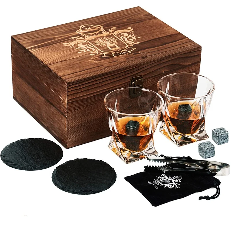 

Manufacture customized premium quality glassware whiskey glass set in wooden box, Customer request