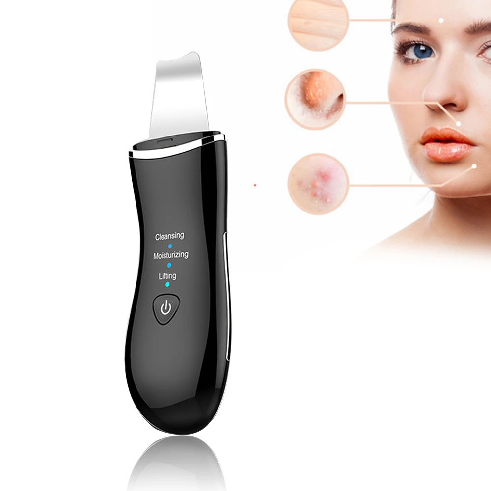 

Ultrasonic Skin Scrubber Silicone Facial Scraper Epurateur De Peau Skin Cleansing Care Acne Blackhead Remover Home Face Cleanser, White