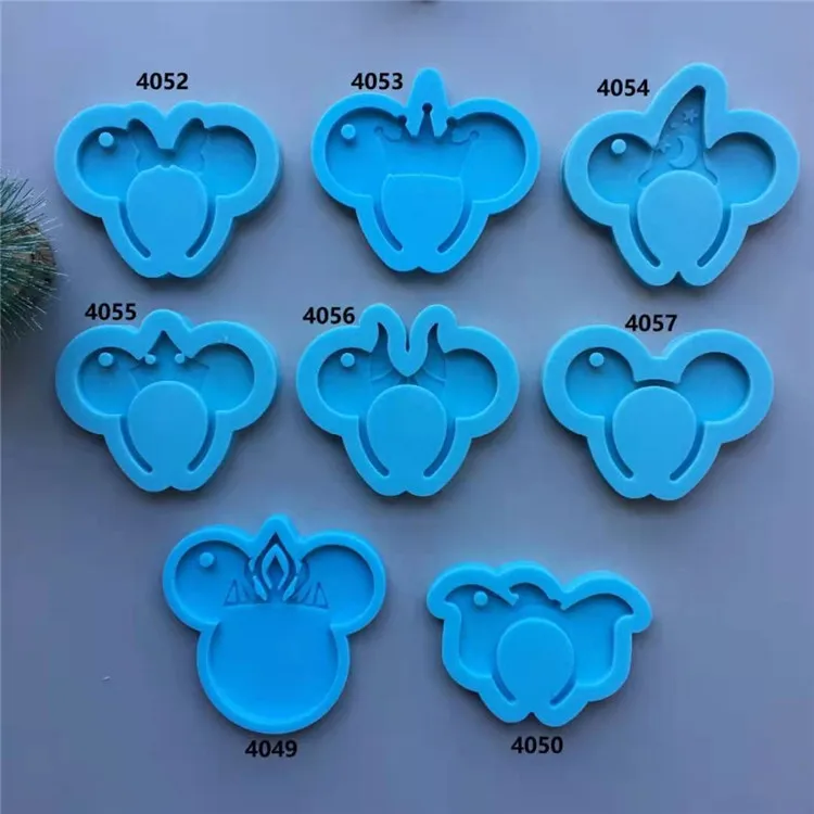 

Y3161 Diy Shiny Mouse head bow candy ice cream shape keychain mold, Blue