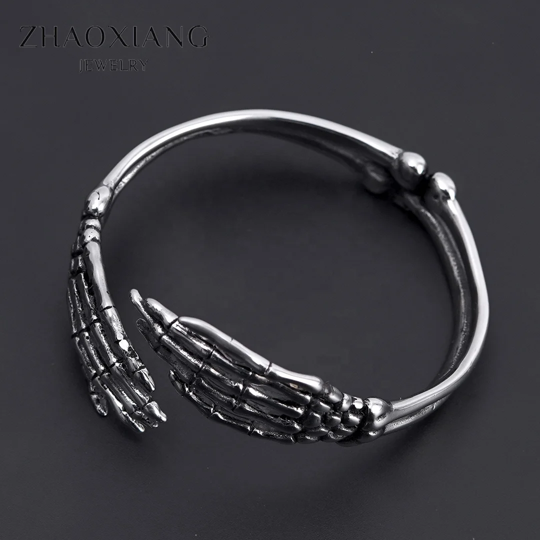 

Bone Head Skull Bangles Bracelets Punk Charms Wholesale Jewelry Making For Beginner Supplier China Cheap Price, Steel