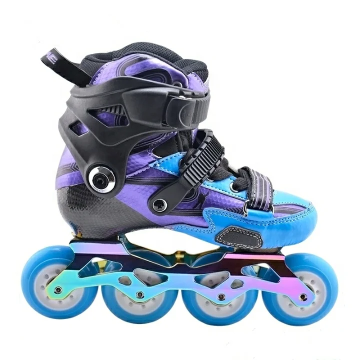 

Gosome GX-1602A freestyle slalom skate for kids and Children inline speed skates carbon fiber material, Pink, blue