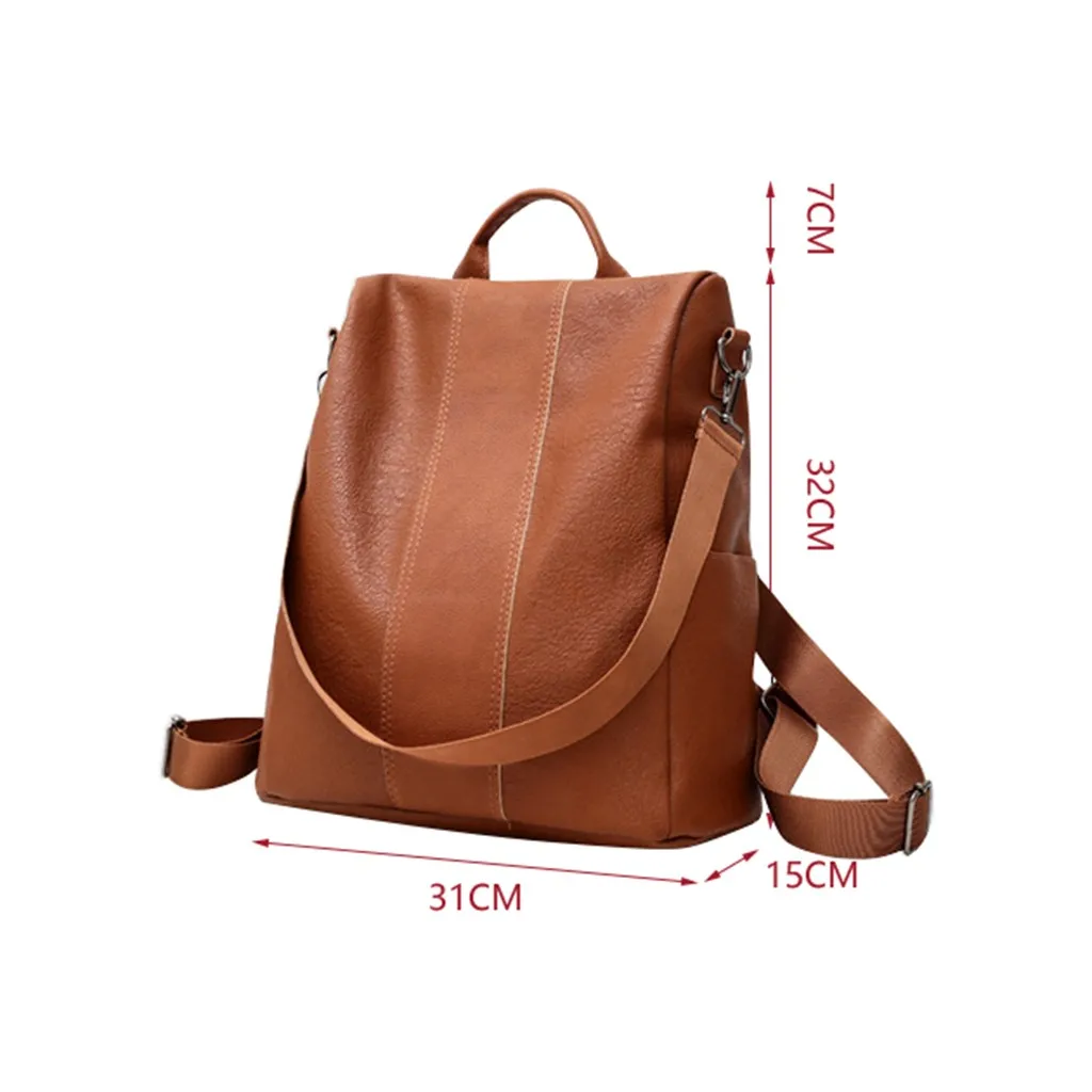 product-GF bags-mochilas PU leather Backpack Woman Anti-theft Backpack Bag Casual Wild Soft Leather 