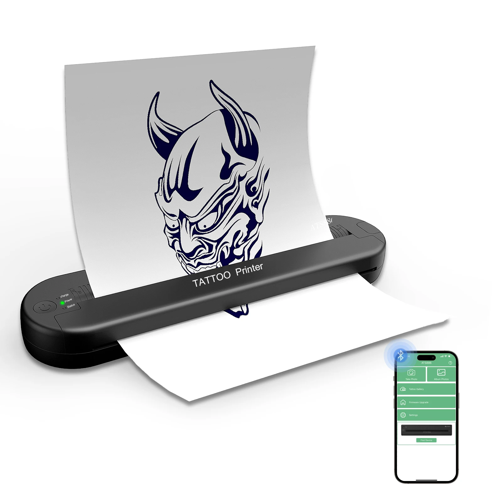 Wireless Battery-Powered Portable Lightweight Thermal Tattoo Printer Machine Quick Transfer for Tattoo Design Permanent