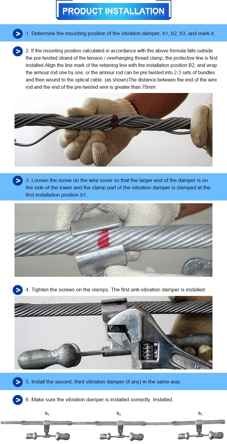 High Quality Suspension Clamp Spiral Available 4D-20 27mm Dia.4D Vibration Damper with Good Controlling Swing