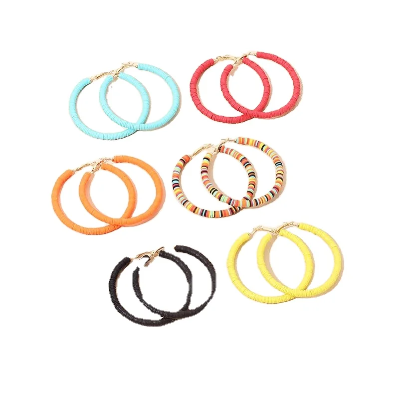 

Bohemian Simple Big Round Geometric Handmade Soft Pottery Women's Earring