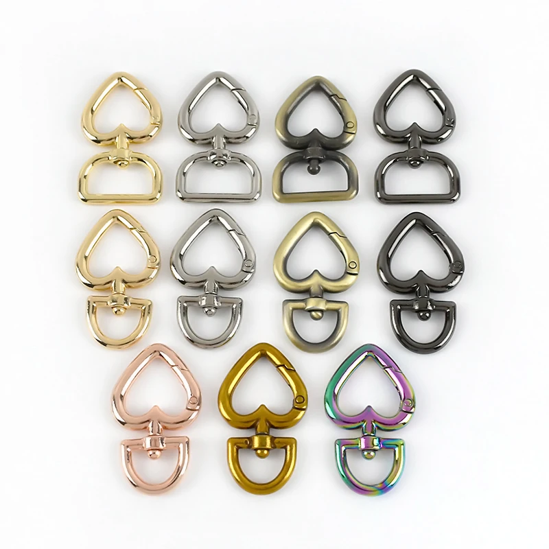 

Meetee 14/20mm Heart-Shaped Spring Buckle Hardware Accessories Love Key Chain Pendant Handbag Chain Swivel Clasp Hook Buckles, Gold/ black/sliver/ rose gold/bronze