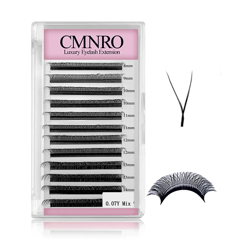 

Extension D Curl 0.07m 8-14mm Mixed Tray Y Lashes Premade Professional Lashes Extensions, Natural black