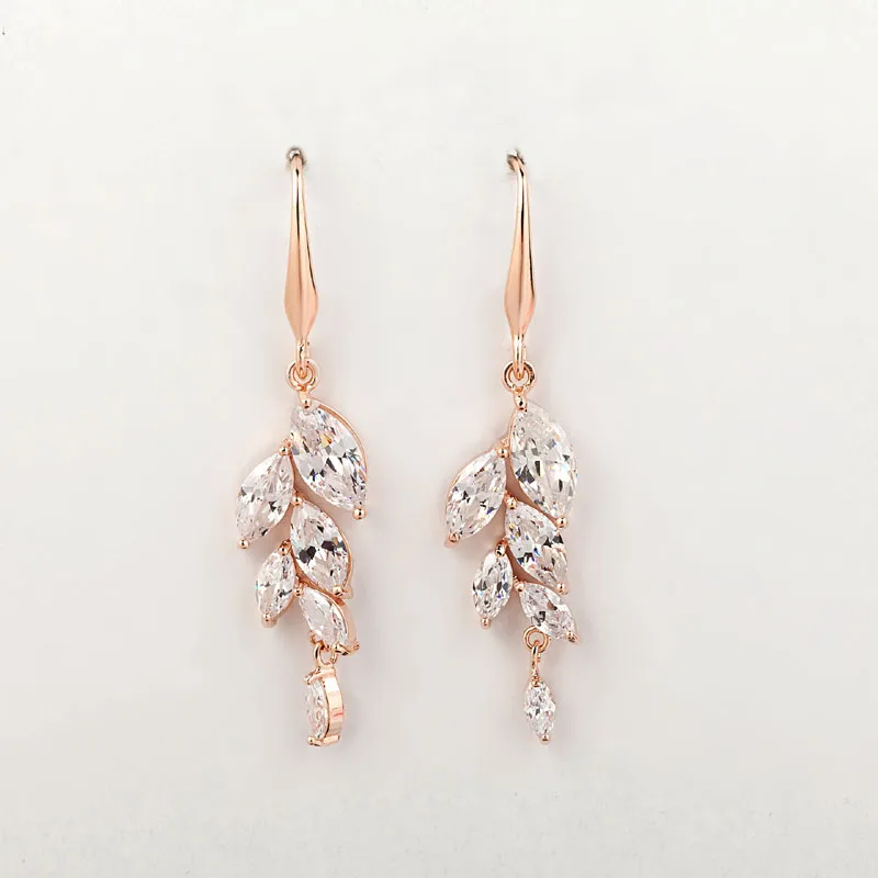

SLBRIDAL Prong Setting High Quality Copper Alloy Waterdrop Cubic Zirconia Drop Earrings Luxury Wedding CZ Jewelry Women Gift