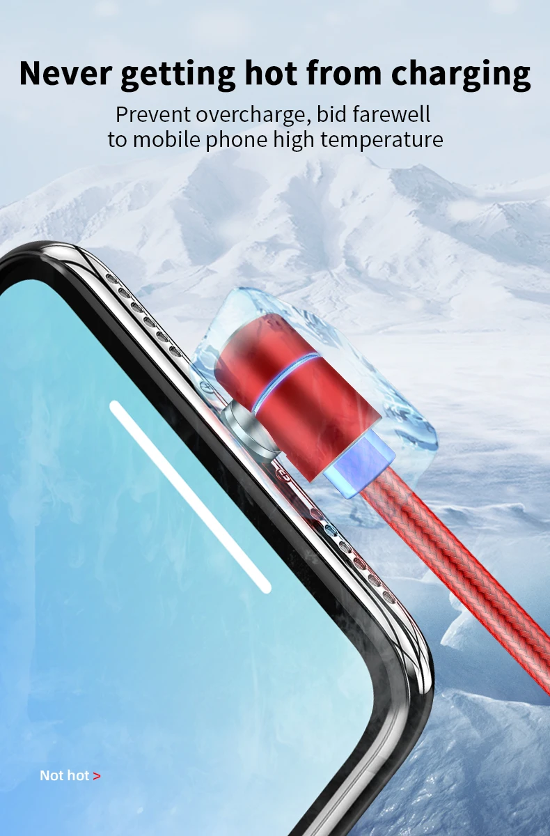 Classic L-shape 360 degree rotation round magnetic cable 1M 2M 3 in 1 connectors with led indicator Type C Micro Iproduct - ANKUX.COM