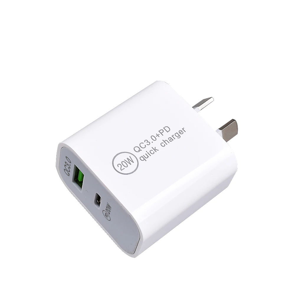 

Australia 20W PD Charger Dual USB Quick Charger Fast USB Type C Wall Charger 20W AU Plug for iPhone 12 Mobile Phone, White