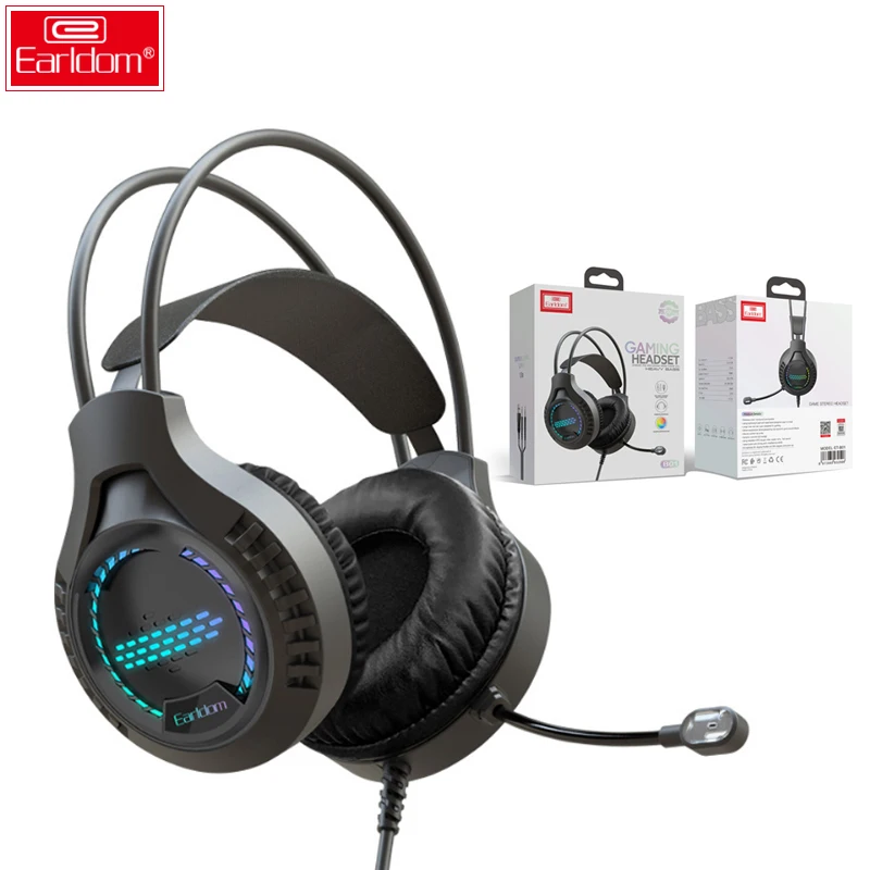 

Usb wired gaming headset microphone and gaming headset rgb light Stereo Sound Headsets for PS4 PC gamer headphones, Black