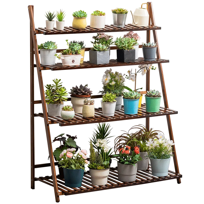 

Haichuan China factory bamboo material multi-fuction cheap OEM bamboo flower rack/flower display rack/plant shelf, Natural