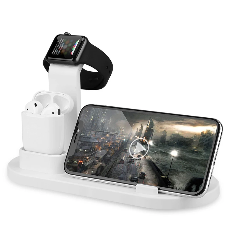 

15W Qi Fast Wireless Charger Stand Phone 11 XR X 8 Watch 4 in 1 Foldable Charging Dock Station