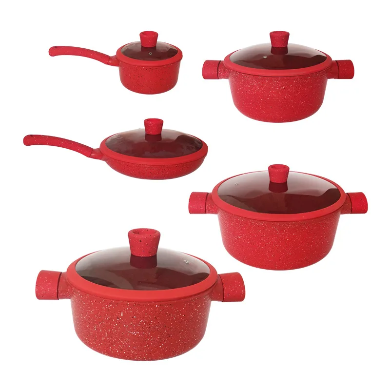 

wholesale casting aluminum granite nonstick housewares kitchenware food grade cookware sets, Customized color