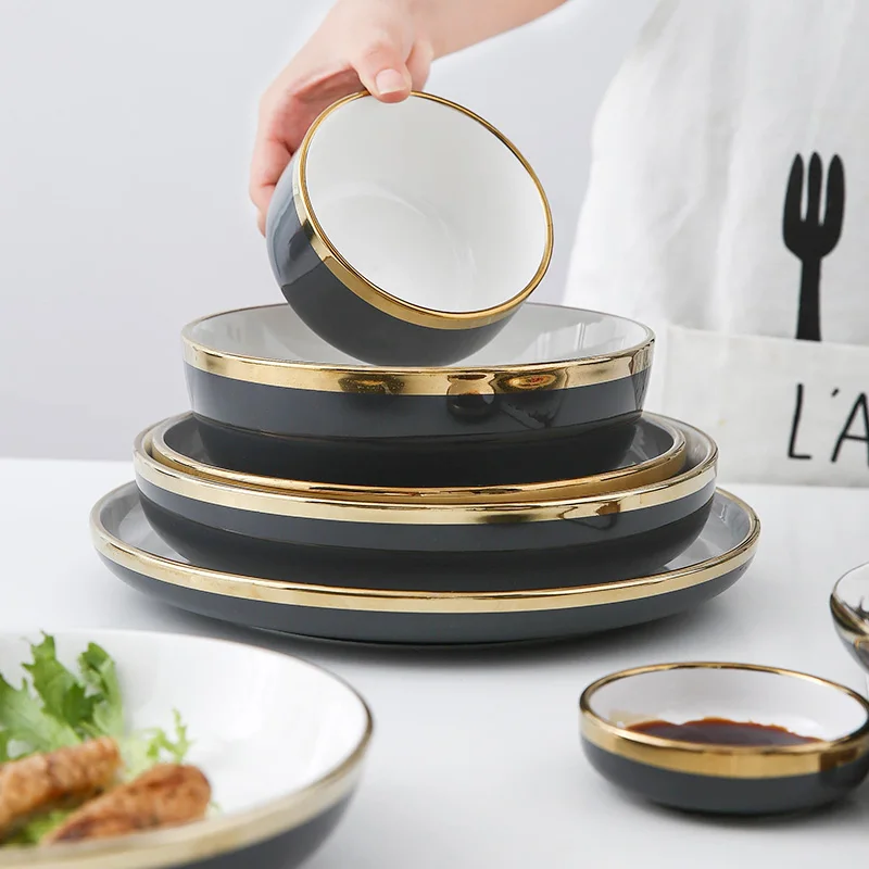 

Yifanstyles bespoke super high class vintage oval plated ceramic dish for 5 start restaurant and black friday shopping
