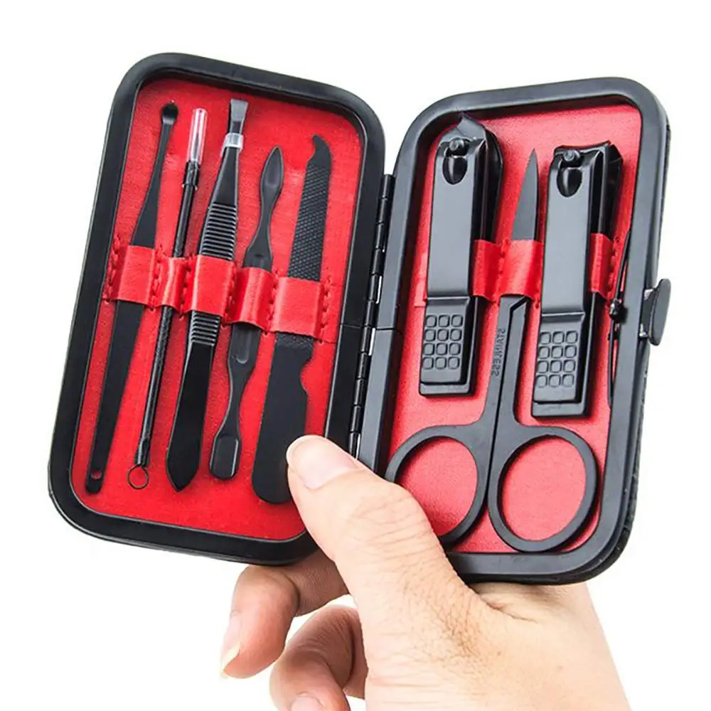 

Manicure Set, 8 Pcs Nail Clipper Set Professional Nail Grooming Kit Pedicure Kit with Portable Travel Case, Black,blue,sliver,red or custom colors.