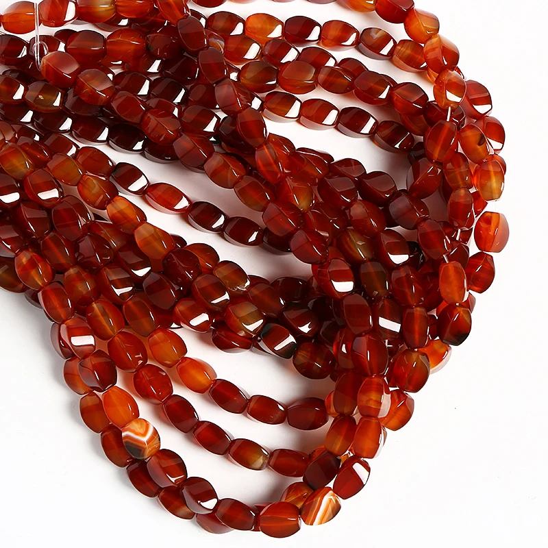 

Wholesale High Quality Carnelian Gemstone beads 8x12mm Faceted Red Agate Beads For Jewelry Making, Pciture