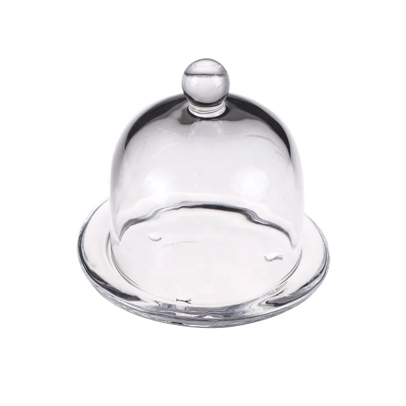 

Wholesale Clear Big Glass Fruit Dessert Plate Cake Serving Plate Cake Plate With Dome, Customized color