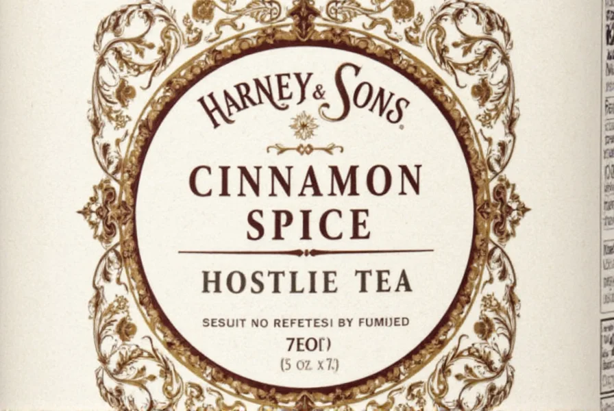 Close-up photograph of Harney & Sons Cinnamon Spice Tea dry leaves showing black tea leaves, cinnamon pieces, and orange peel
