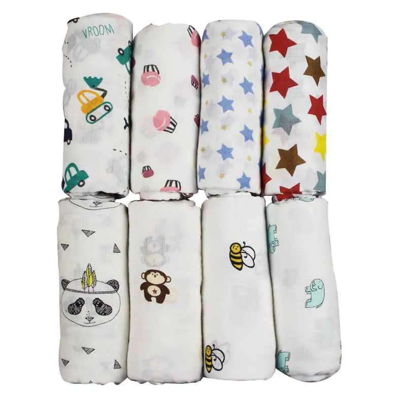 

Printed Custom100% Cotton Baby Muslin Swaddle Blanket for Newborn