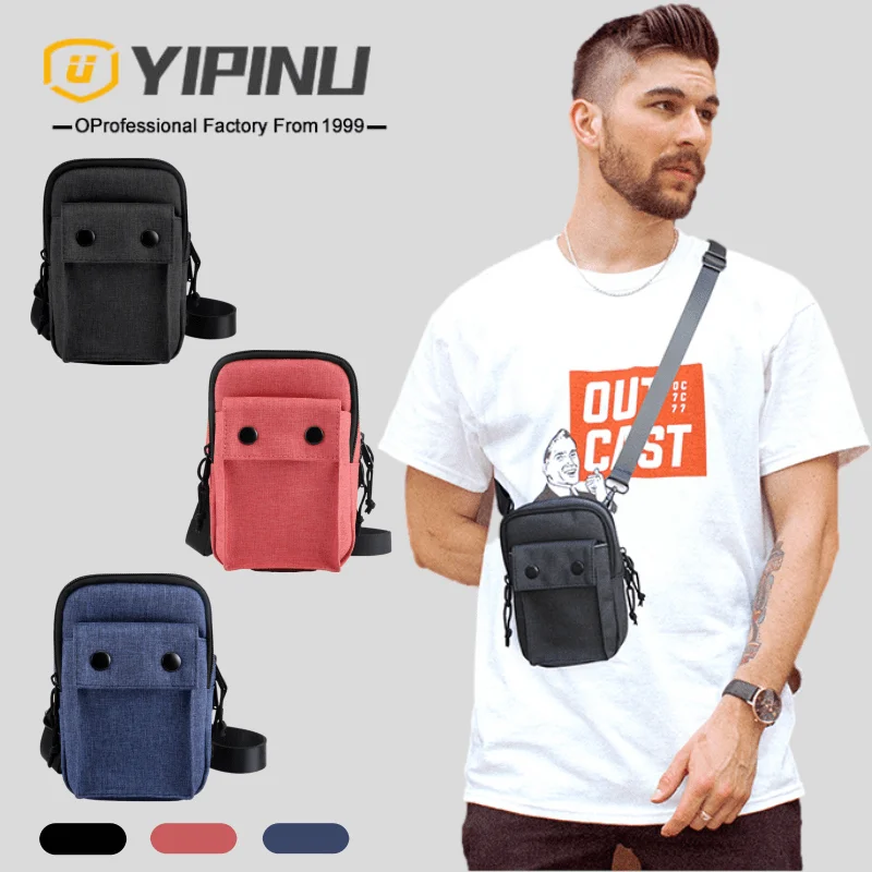 

YIPINU men travelling side bag small cross body bag chest satchel messenger bag, Black, blue, red