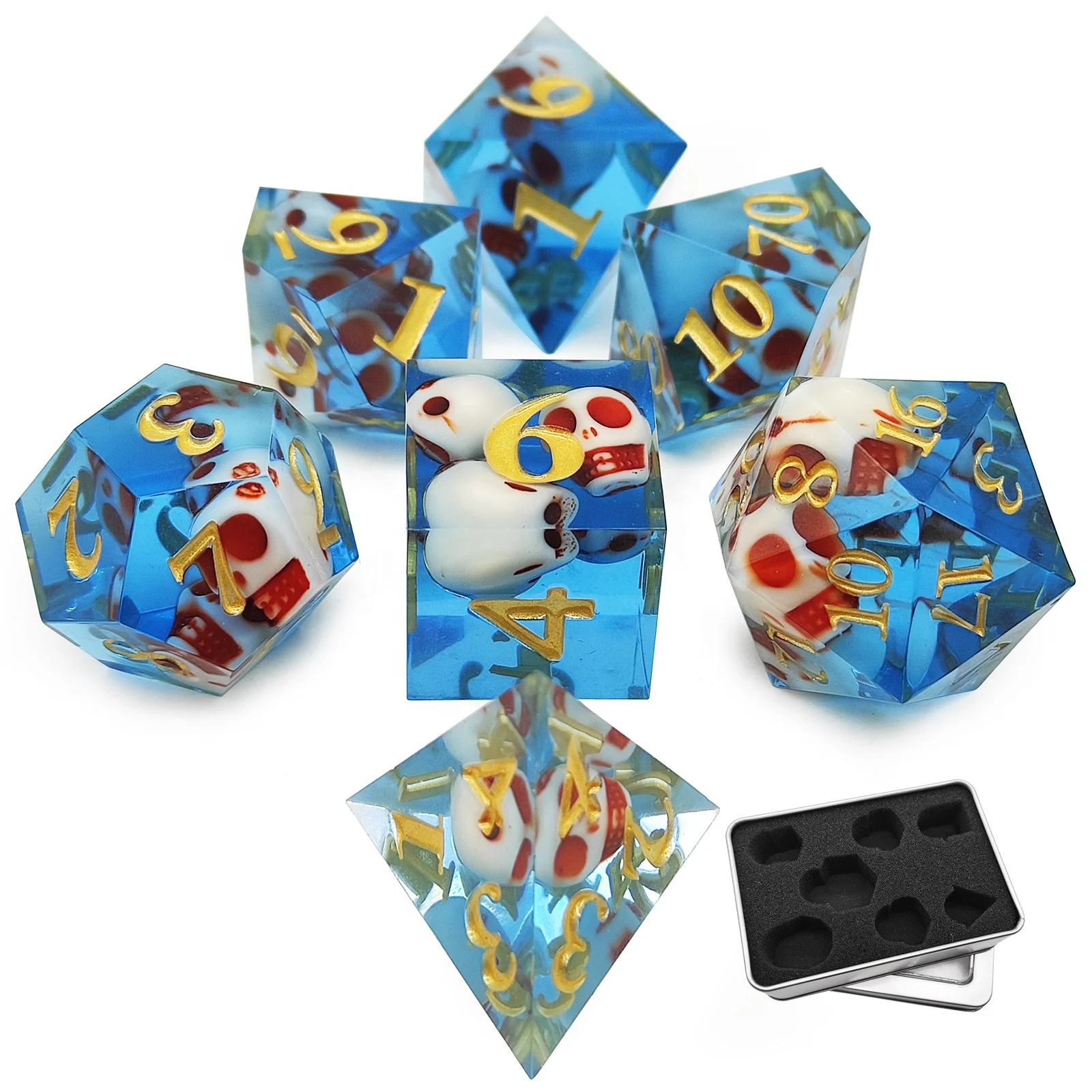 

DND Dice Set Accessories Skull MTG Dungeons and Dragons D&D RPG D20 Polyhedral Math Board Game Pathfinder Sharp Edge Resin Dice