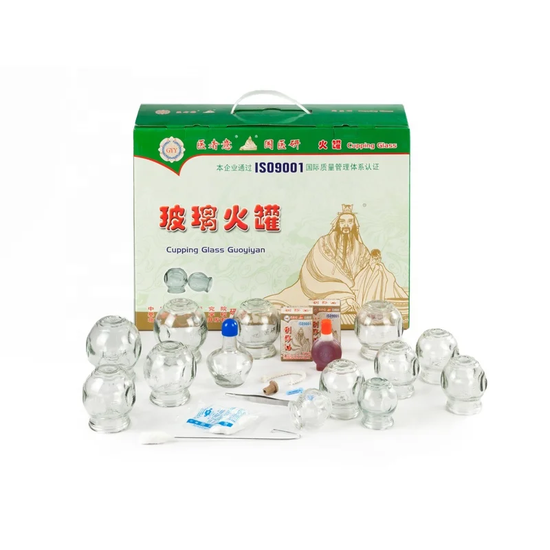 
Chinese traditional medicine 12 different size fire glass cupping set with hijama vacuum cupping glass 