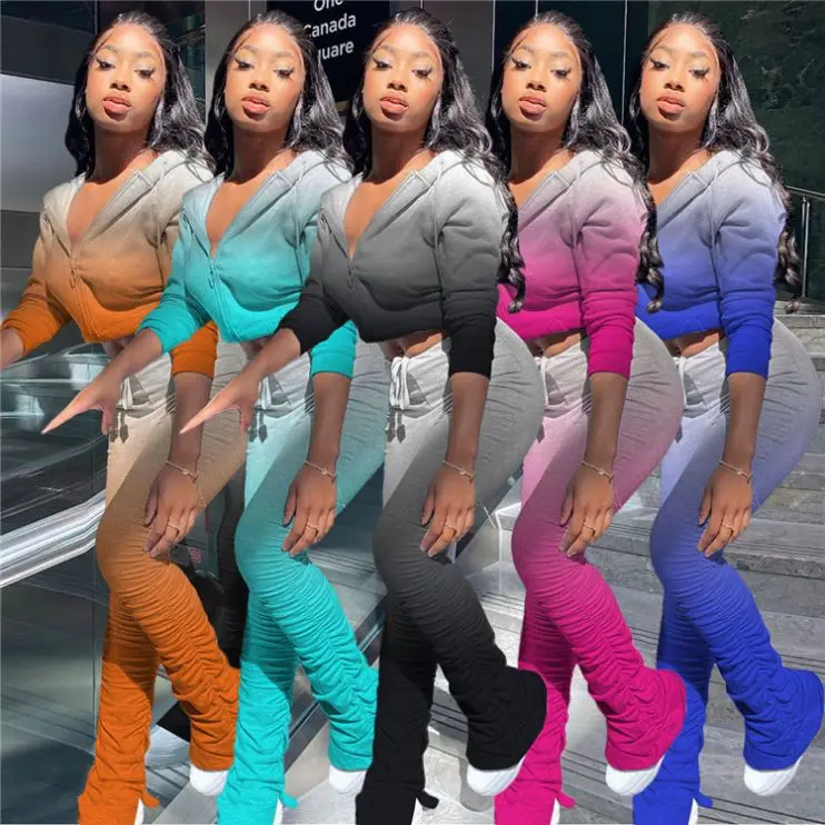 

Womens Solid Color Sets Sports Lady Two-Piece Hoodie Suit