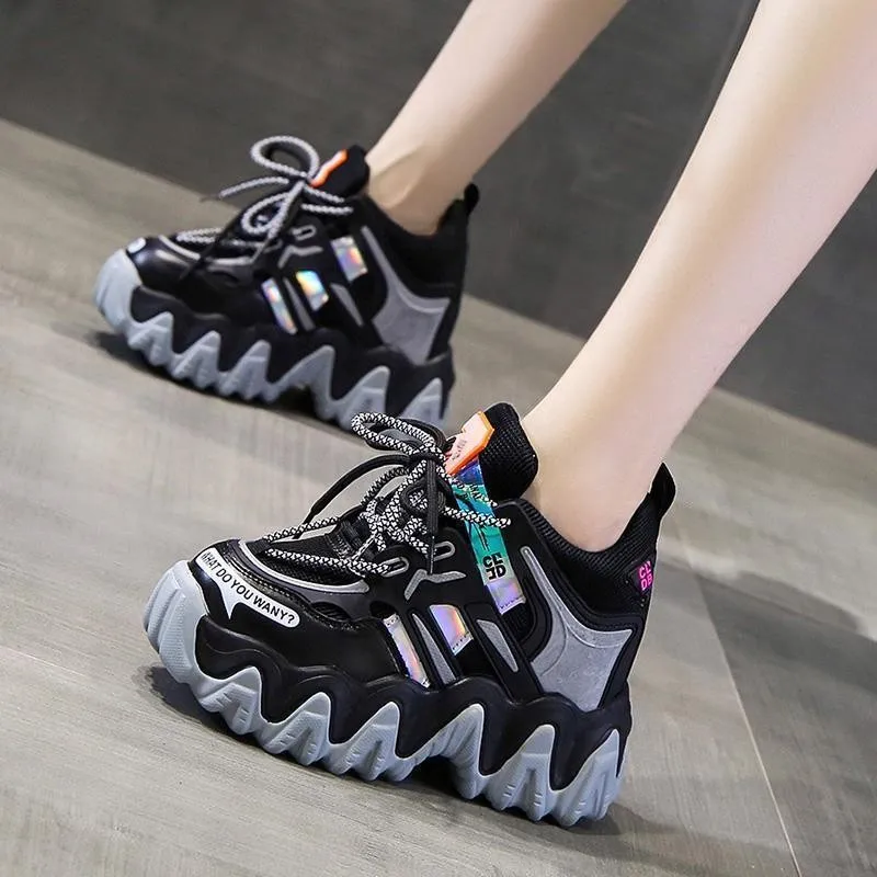 

Fashion trend new style orange lace up color matching round toe thick bottom low cut causal sports walking shoes women